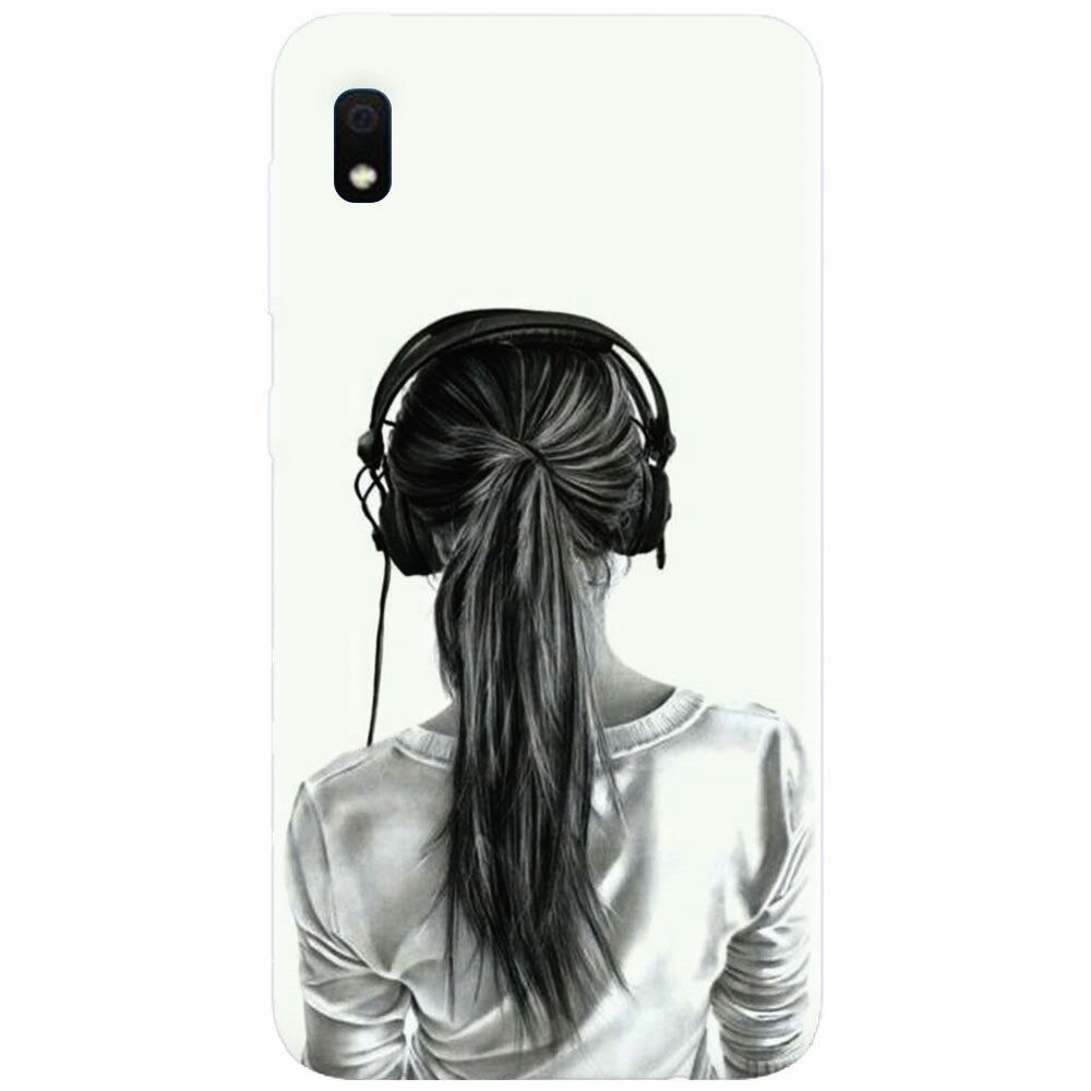 Husa silicon pentru Samsung Galaxy A10, Girl With Headphone