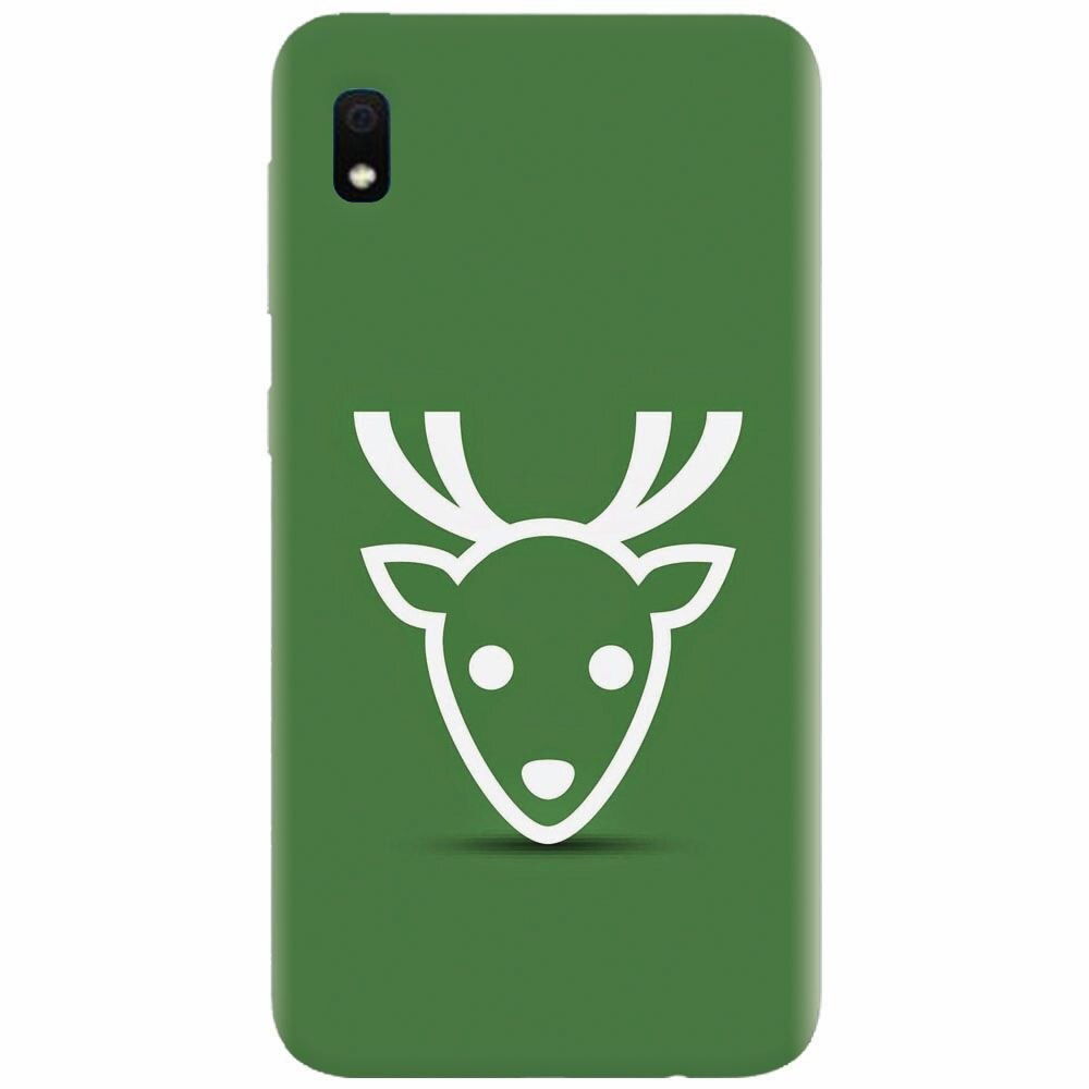 Husa silicon pentru Samsung Galaxy A10, Minimal Reindeer Illustration Green