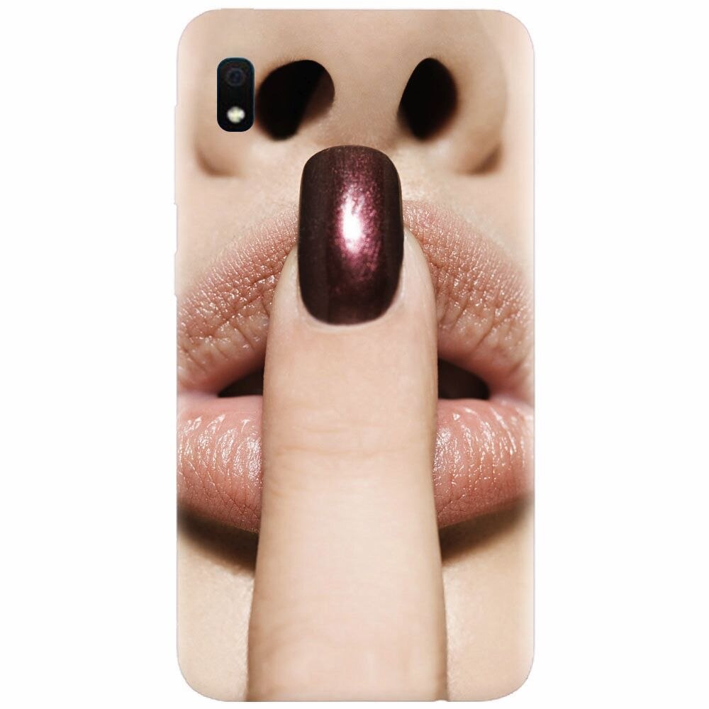Husa silicon pentru Samsung Galaxy A10, Finger Purple Nailpolish Girl Lips