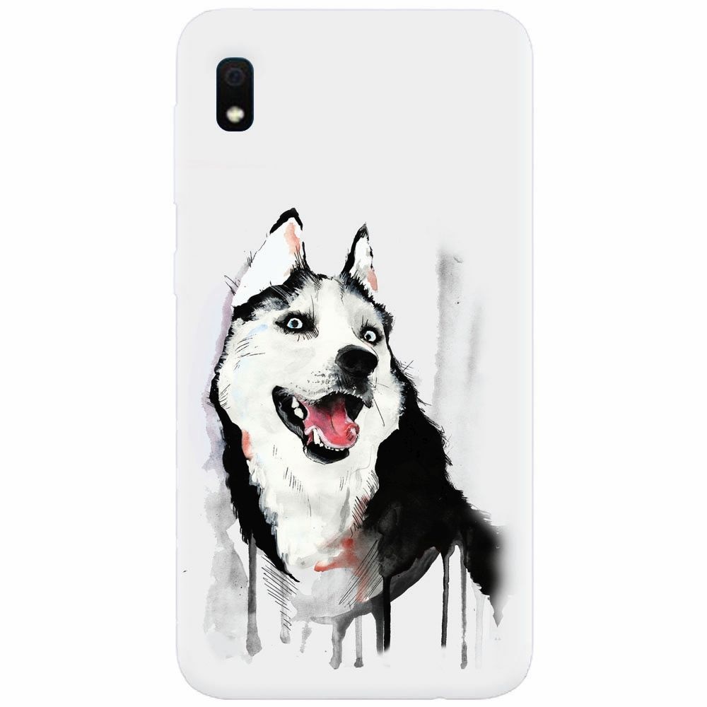 Husa silicon pentru Samsung Galaxy A10, Husky Dog Watercolor Illustration
