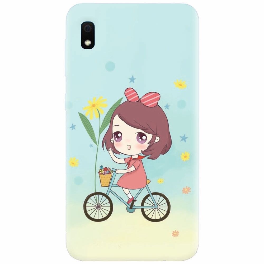 Husa silicon pentru Samsung Galaxy A10, Girl And Bike