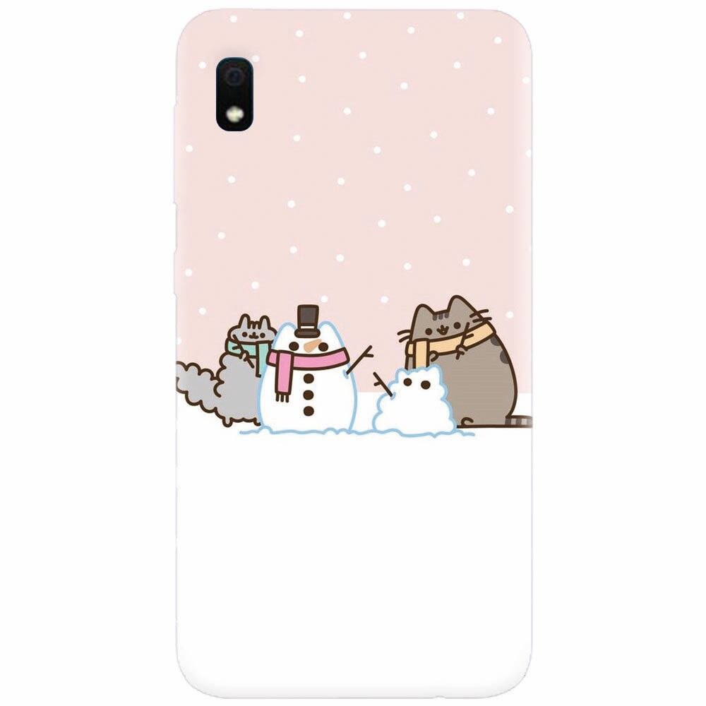 Husa silicon pentru Samsung Galaxy A10, Cat And Snowman