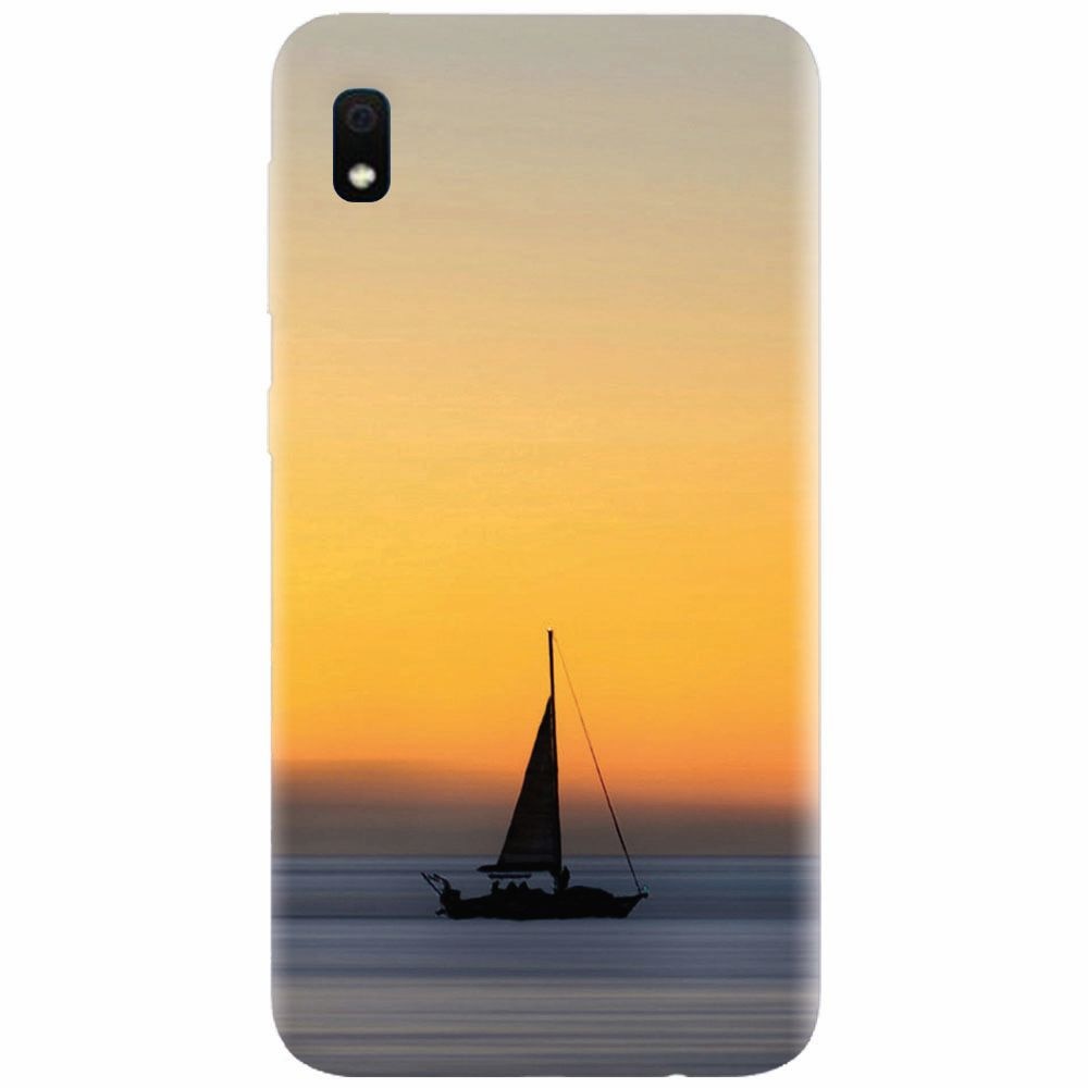Husa silicon pentru Samsung Galaxy A10, Wind Sail Boat Ocean Sunset