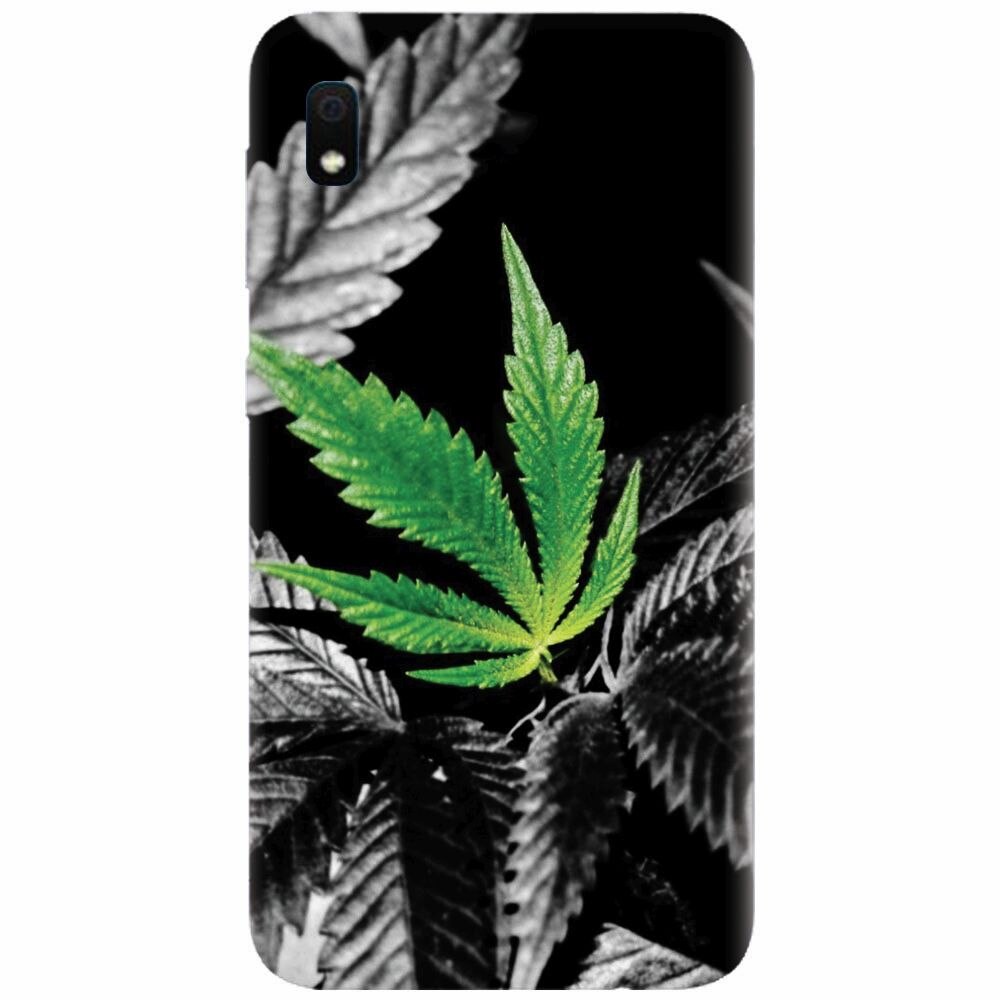 Husa silicon pentru Samsung Galaxy A10, Trippy Pot Leaf Green