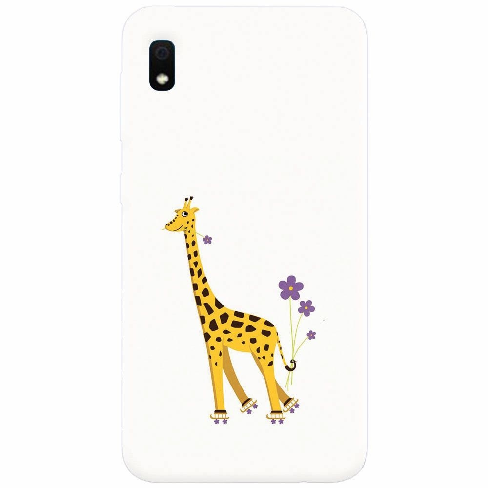 Husa silicon pentru Samsung Galaxy A10, Rollerskating Girafe Illustration
