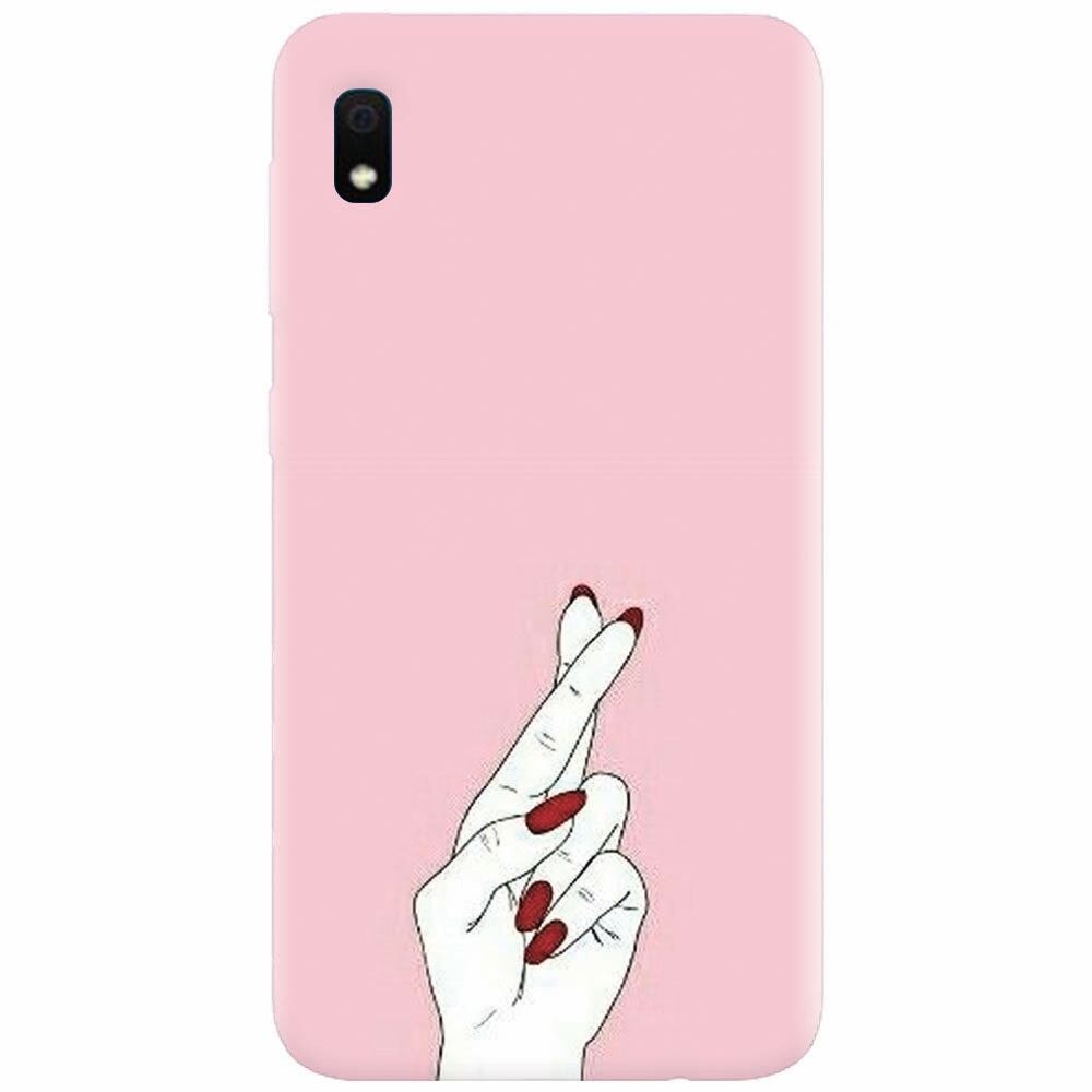 Husa silicon pentru Samsung Galaxy A10, Pink Finger Cross