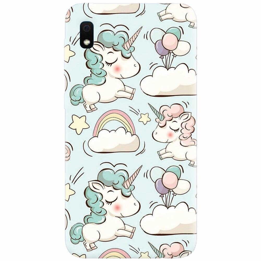 Husa silicon pentru Samsung Galaxy A10, Unicorns And Clouds
