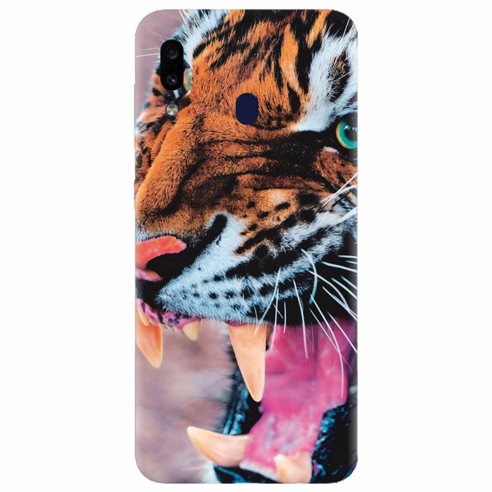 Husa silicon pentru Samsung Galaxy A20, Angry Tiger Teeth Fresh