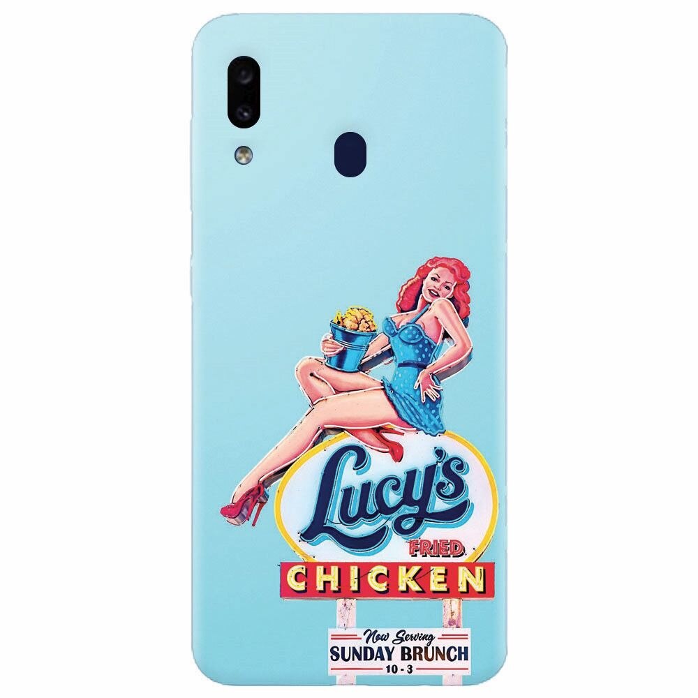 Husa silicon pentru Samsung Galaxy A20, American Vintage Restaurant Sign