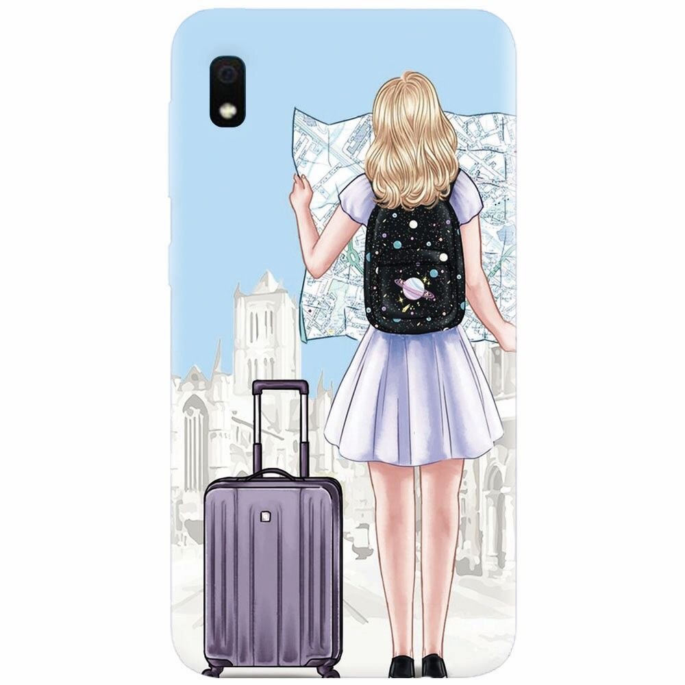 Husa silicon pentru Samsung Galaxy A10, Travel Girl Searching On Map