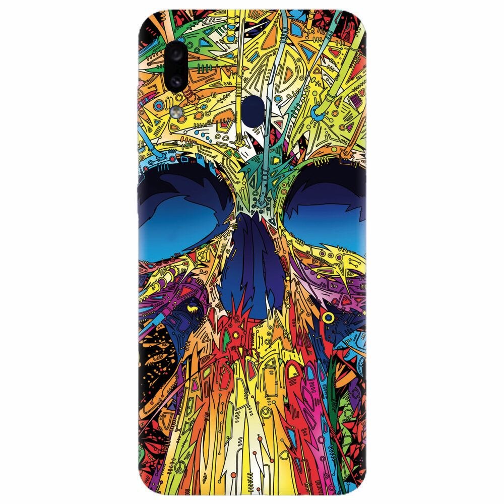 Husa silicon pentru Samsung Galaxy A40, Abstract Multicolored Skull