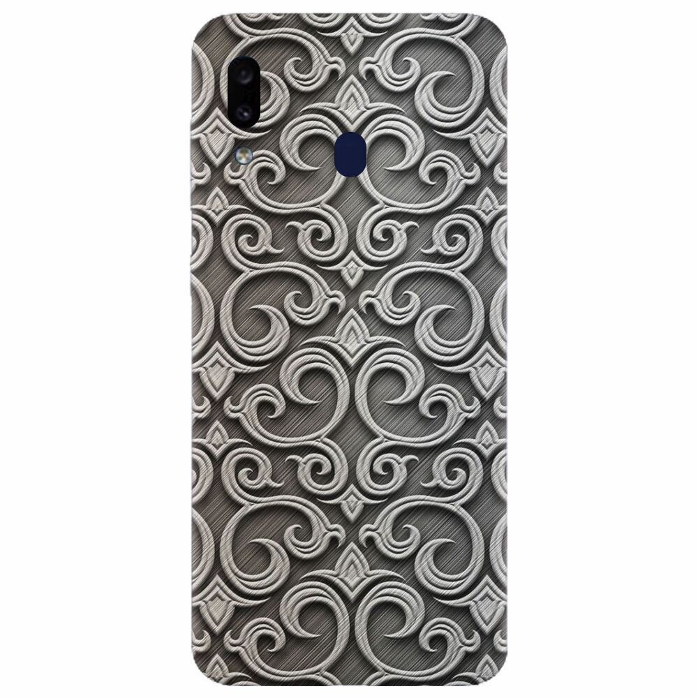 Husa silicon pentru Samsung Galaxy M20, Baroque Silver Pattern