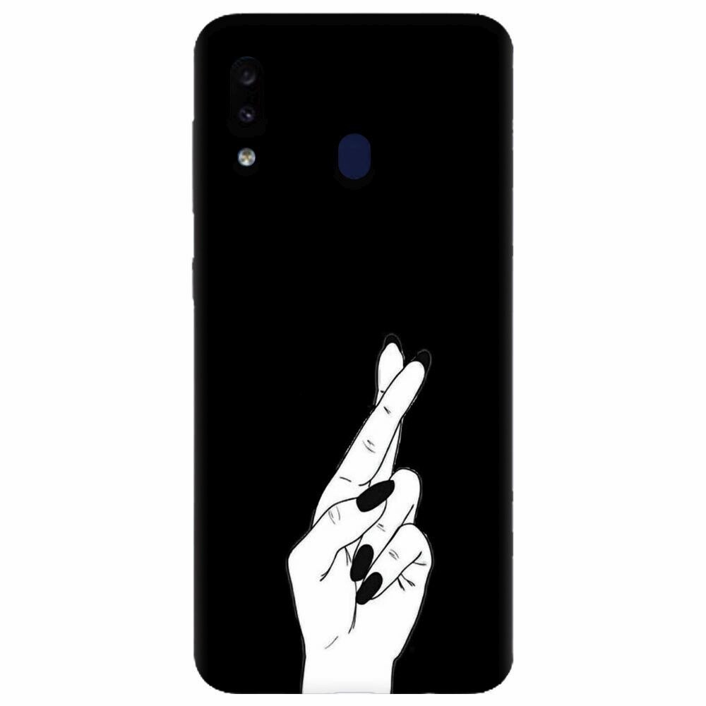 Husa silicon pentru Samsung Galaxy A20, Finger Cross