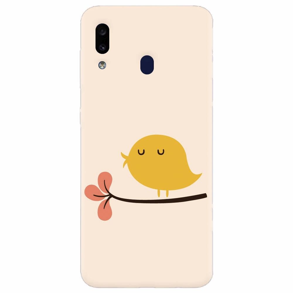Husa silicon pentru Samsung Galaxy M20, Flat Minimal Cute Bird Illustration