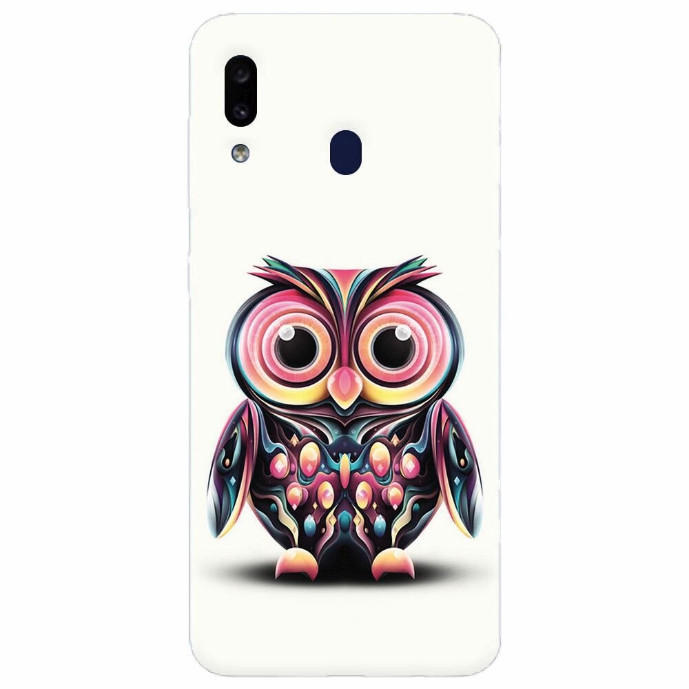 Husa silicon pentru Samsung Galaxy A20, Colorful Owl Illustration
