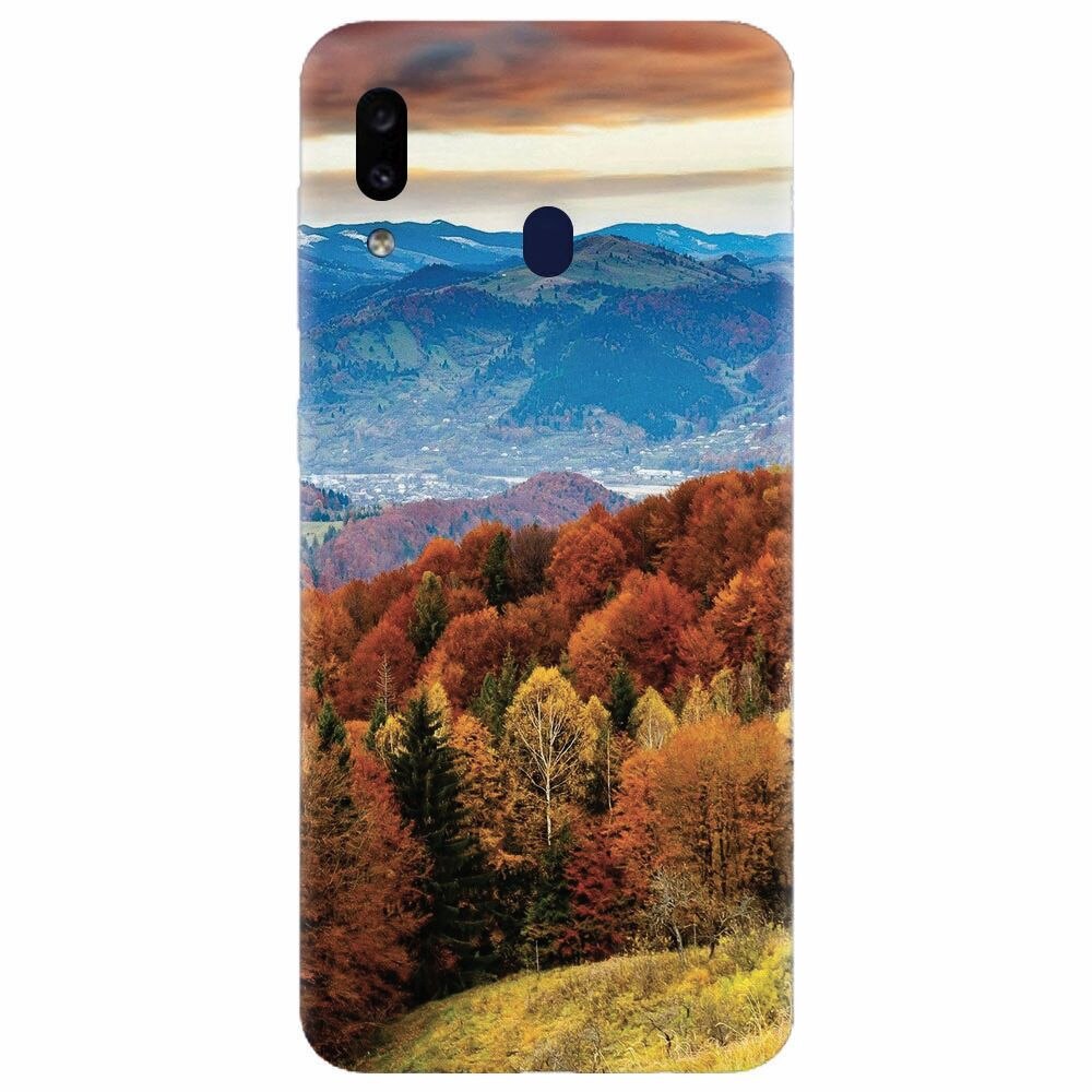 Husa silicon pentru Samsung Galaxy A20e, Autumn Mountain Fall Rusty Forest Colours