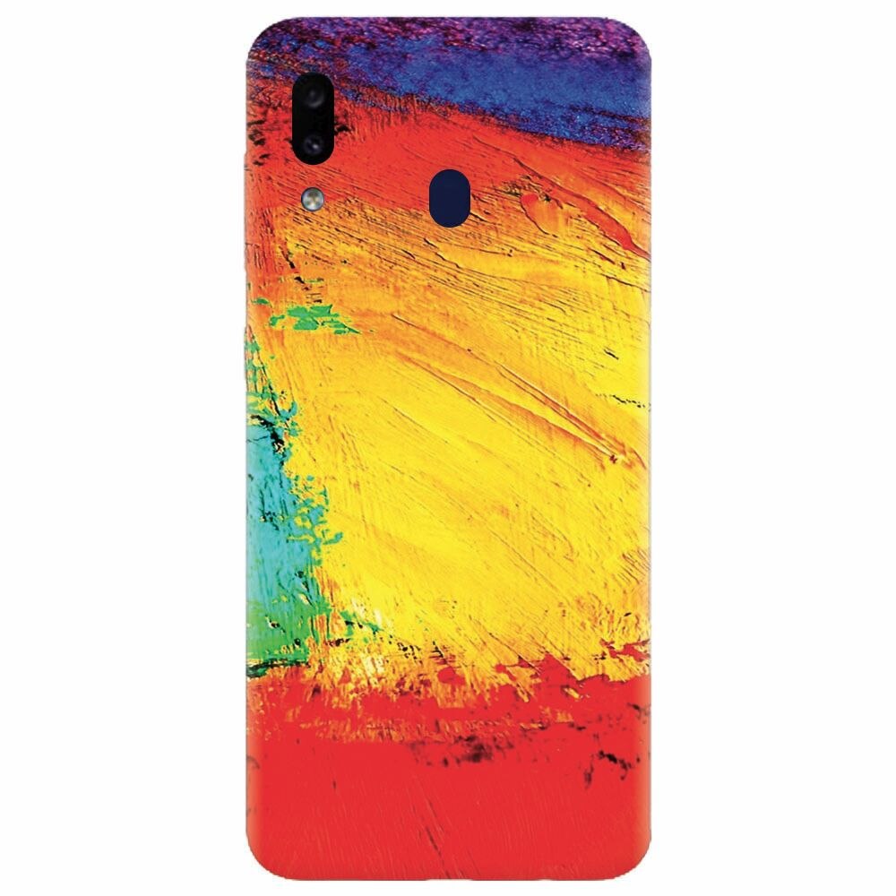 Husa silicon pentru Samsung Galaxy A20, Colorful Dry Paint Strokes Texture