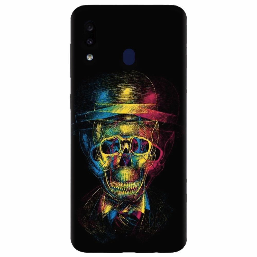 Husa silicon pentru Samsung Galaxy A30, Colorfull skull 3d