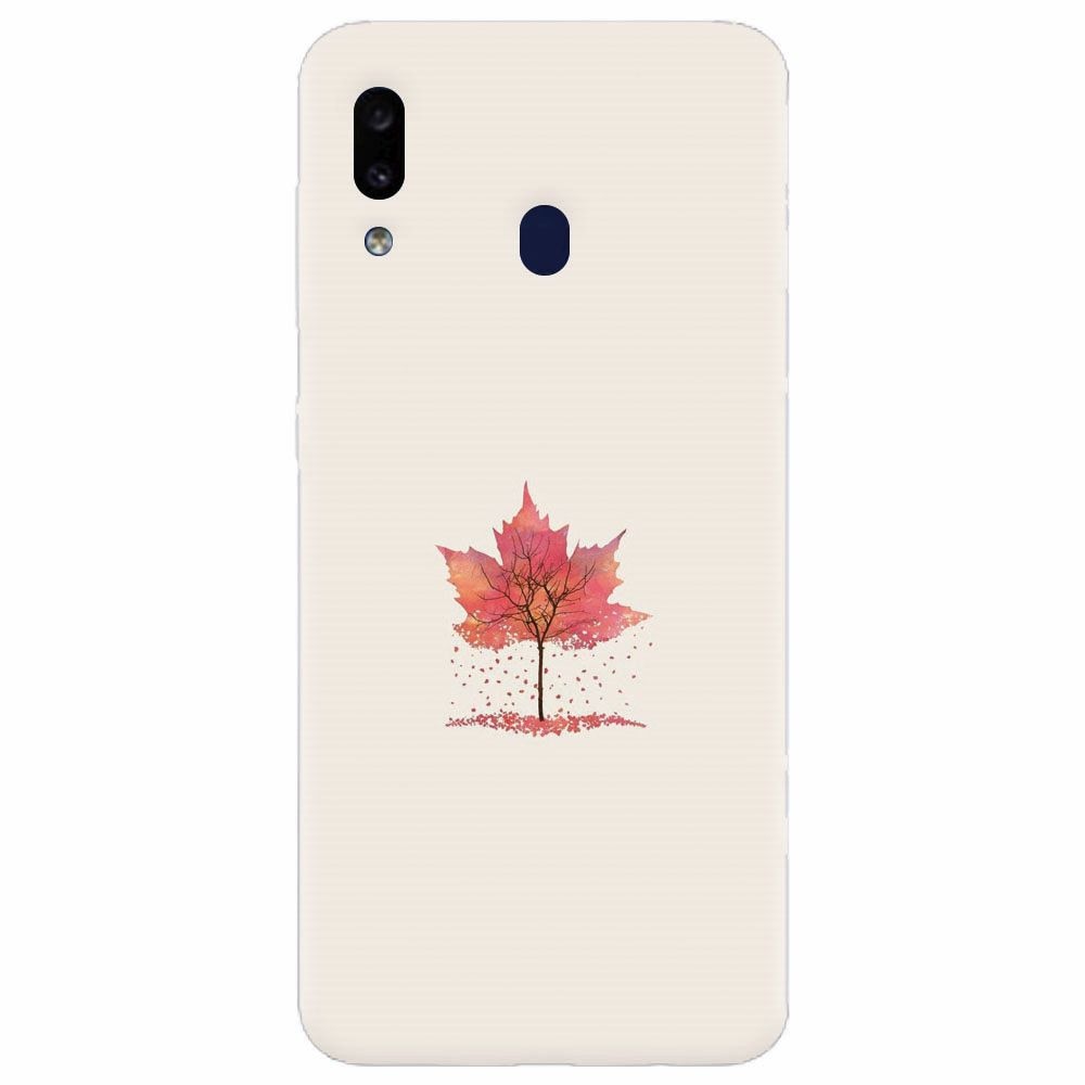 Husa silicon pentru Samsung Galaxy A20e, Autumn Tree Leaf Shape Illustration
