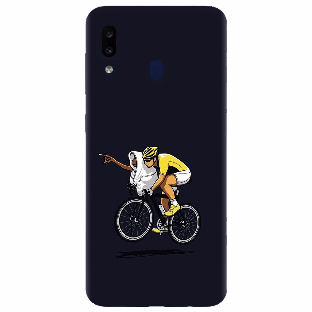 Husa silicon pentru Samsung Galaxy M20, ET Riding Bike Funny Illustration