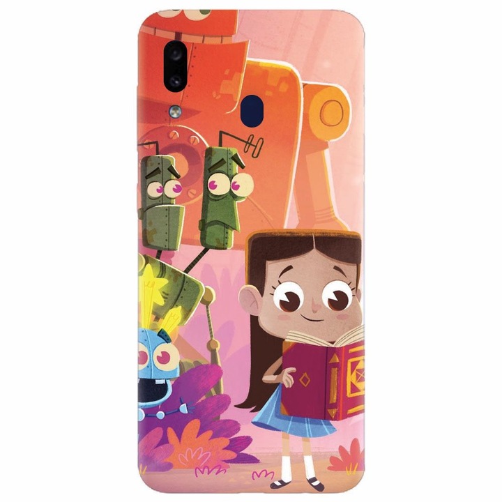 Силиконов калъф за Samsung Galaxy M20, Children Kids Robots Illustration Colorful K