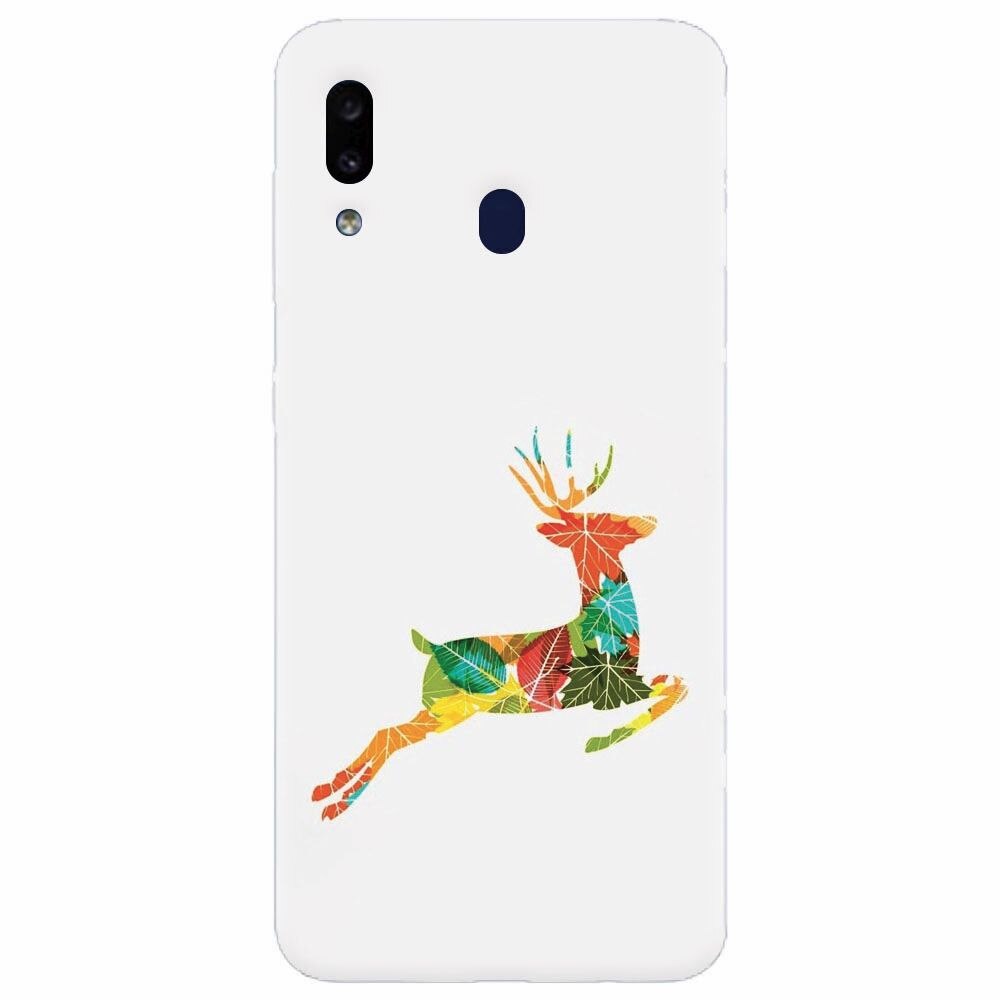 Husa silicon pentru Samsung Galaxy A40, Colorful Reindeer Jump Illustration