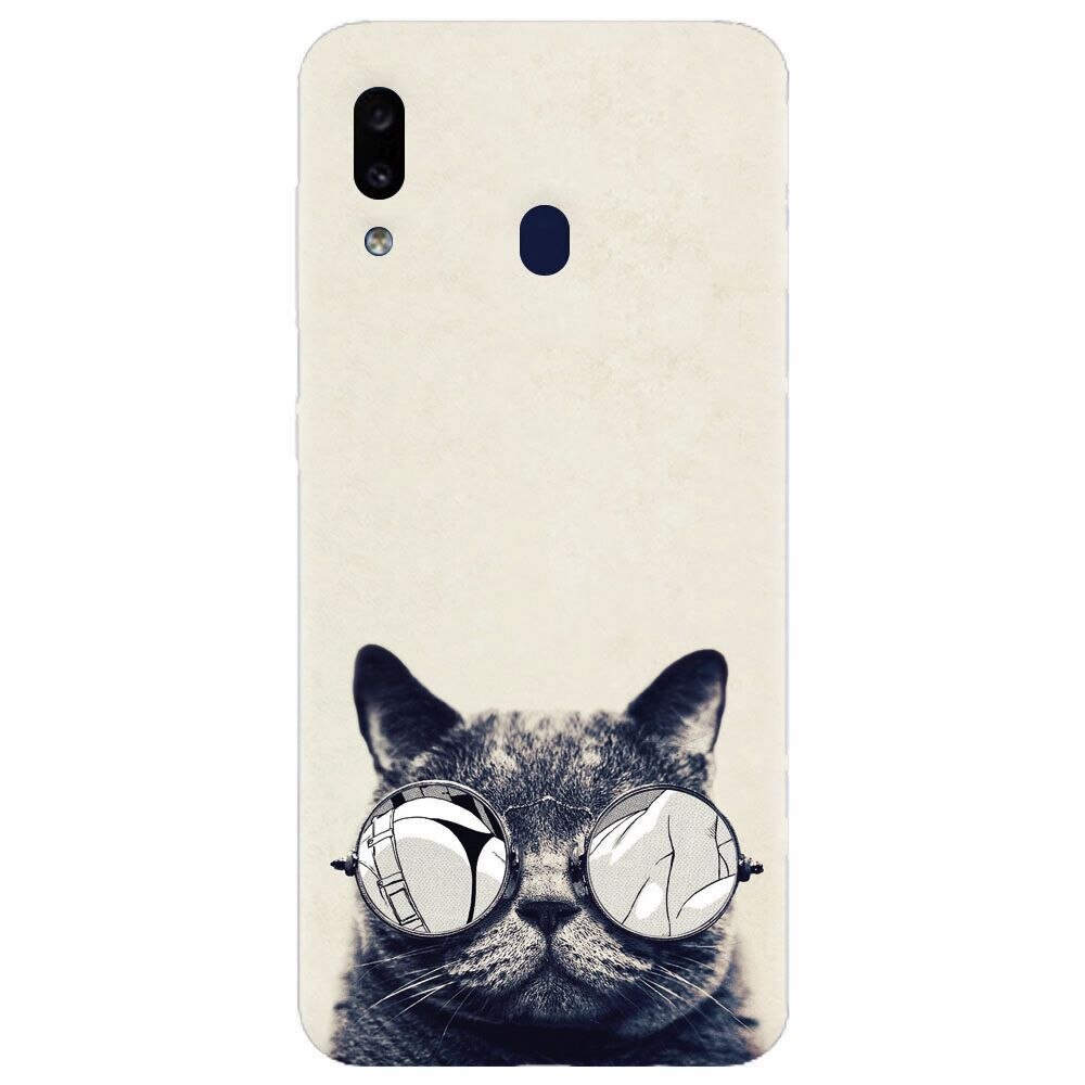 Husa silicon pentru Samsung Galaxy M20, Cool Cat Glasses
