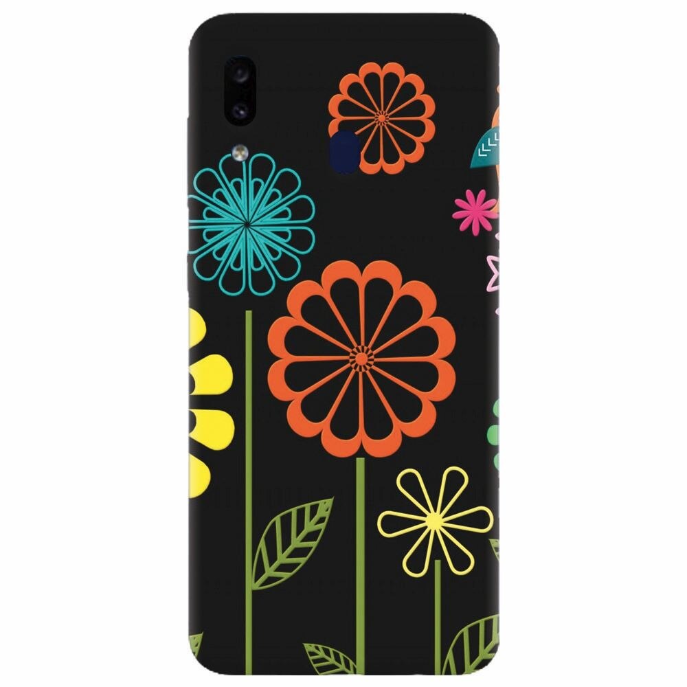 Husa silicon pentru Samsung Galaxy A30, Colorful Spring Birds Flowers Vectors