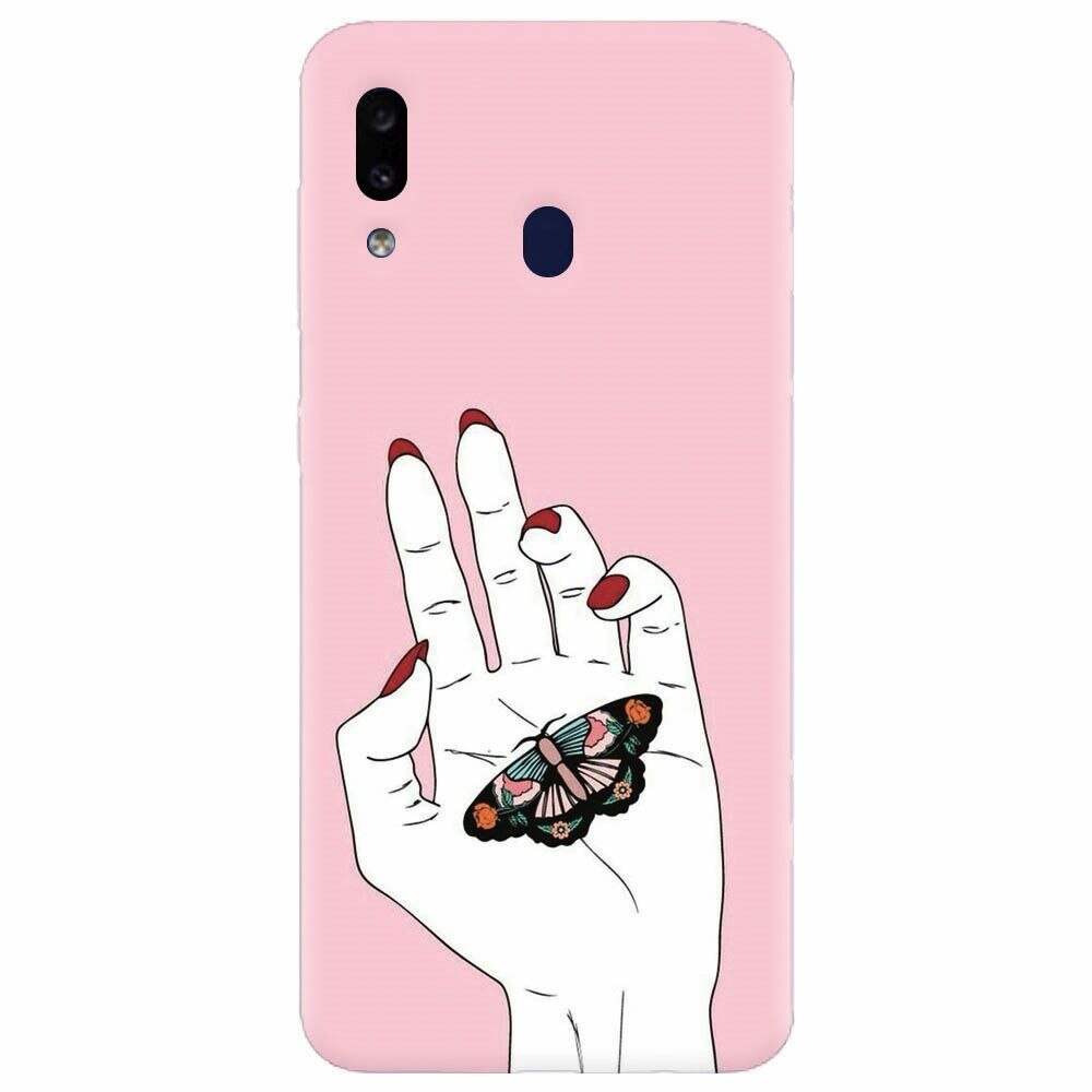 Husa silicon pentru Samsung Galaxy A40, Butterfly In Hand