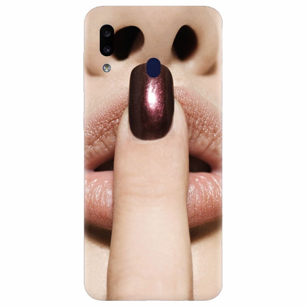 Husa silicon pentru Samsung Galaxy M20, Finger Purple Nailpolish Girl Lips