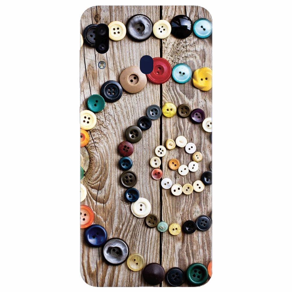Husa silicon pentru Samsung Galaxy A30, Colorful Buttons Spiral Wood Deck