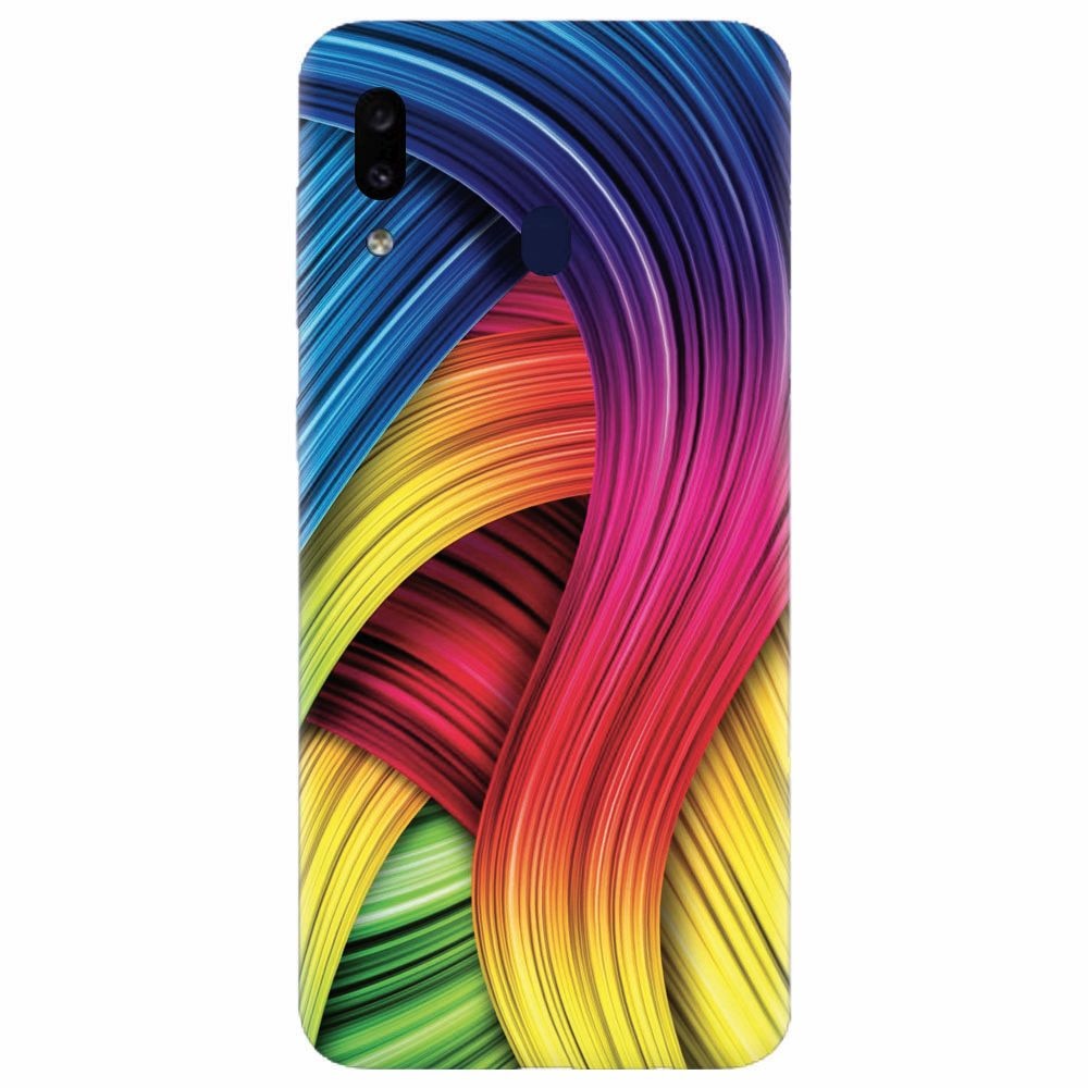Husa silicon pentru Samsung Galaxy A20e, Curly Colorful Rainbow Lines Illustration