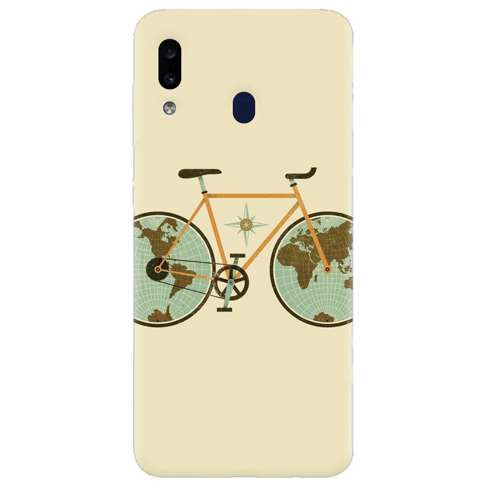 Husa silicon pentru Samsung Galaxy M20, Retro Bicycle Illustration