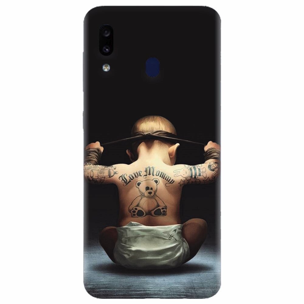 Husa silicon pentru Samsung Galaxy A20, Body Builder Cute Baby Tattoo