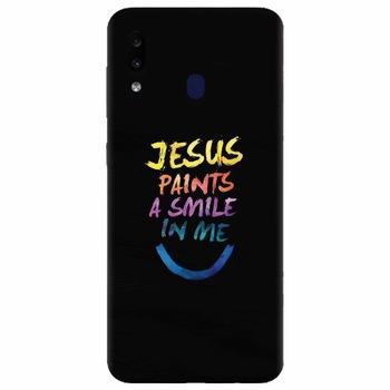 Husa silicon pentru Samsung Galaxy A20e, Jesus Paints A Smile In Me Husa silicon pentru Samsung Galaxy A20e, Jesus Paints A Smile In Me