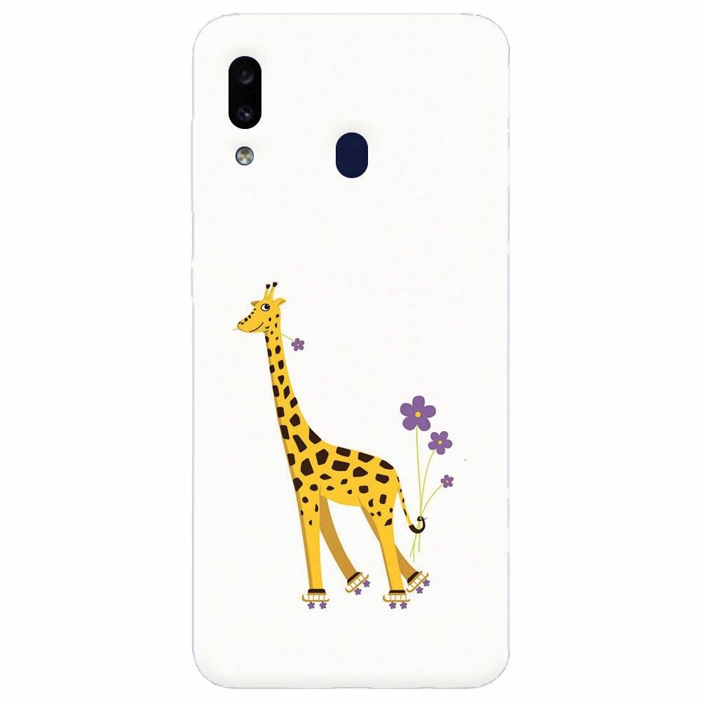 Husa silicon pentru Samsung Galaxy M20, Rollerskating Girafe Illustration