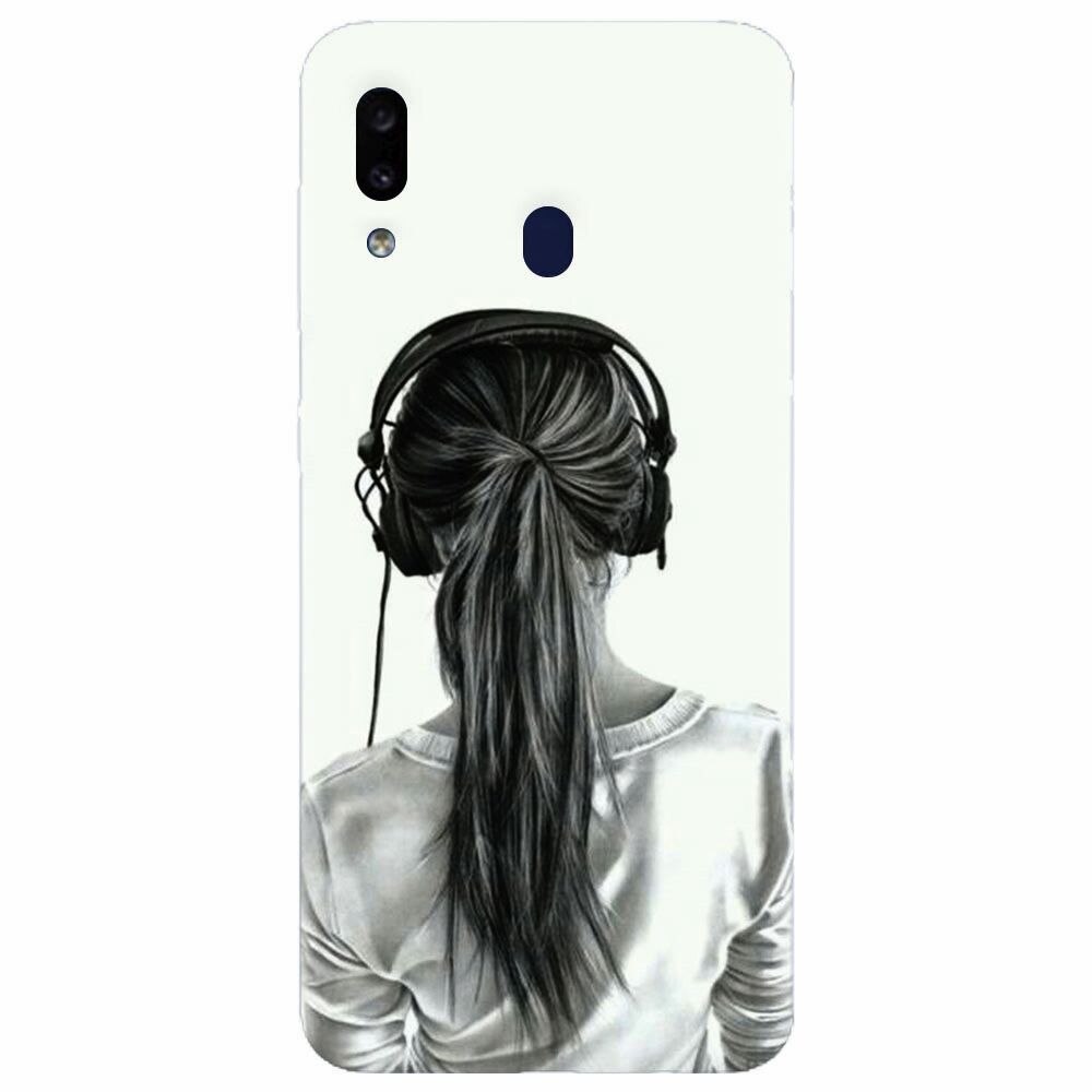 Husa silicon pentru Samsung Galaxy M20, Girl With Headphone