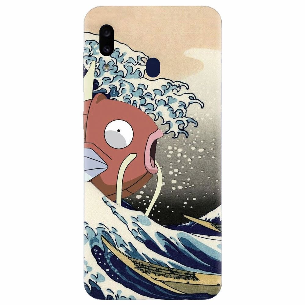 Husa silicon pentru Samsung Galaxy A40, Great Wave Fish