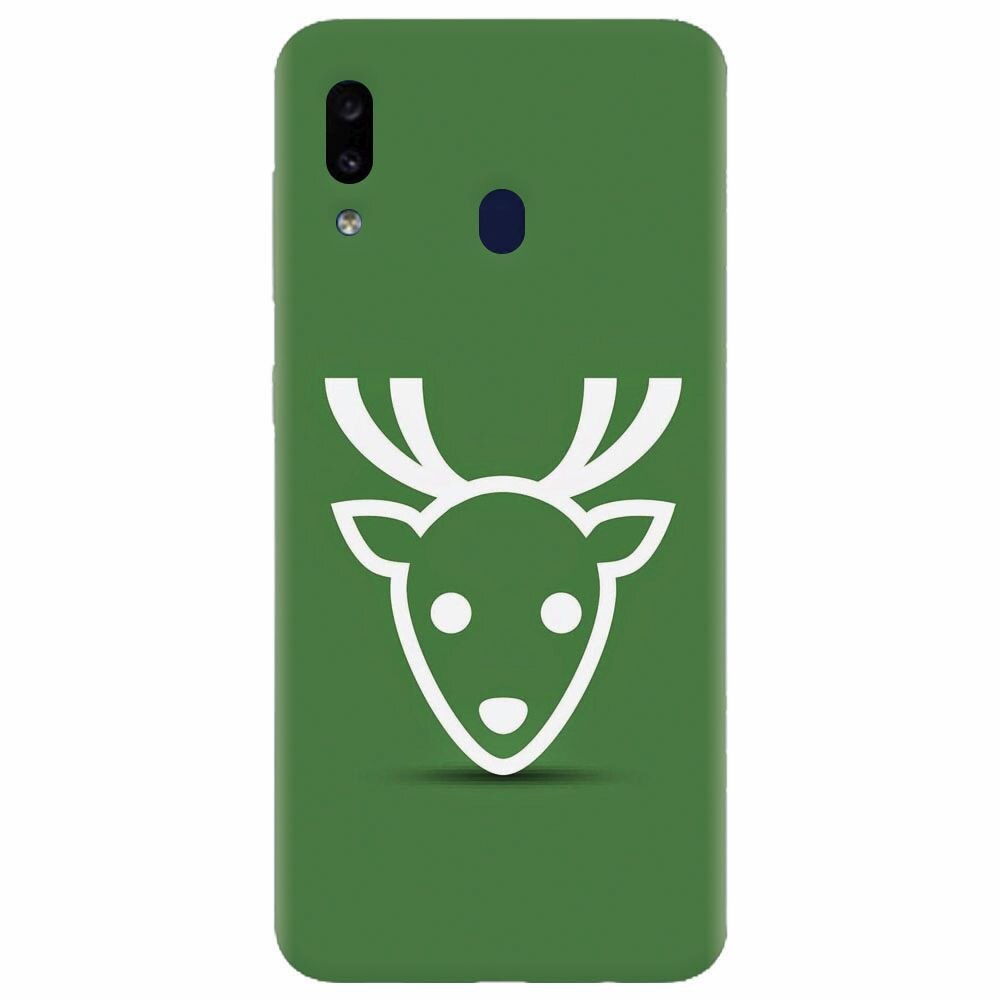 Husa silicon pentru Samsung Galaxy A20, Minimal Reindeer Illustration Green