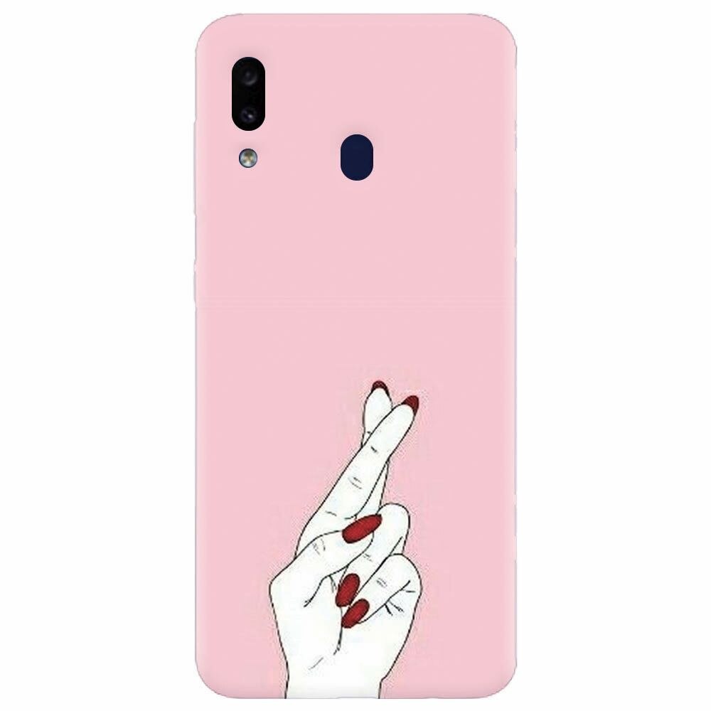 Husa silicon pentru Samsung Galaxy A20e, Pink Finger Cross