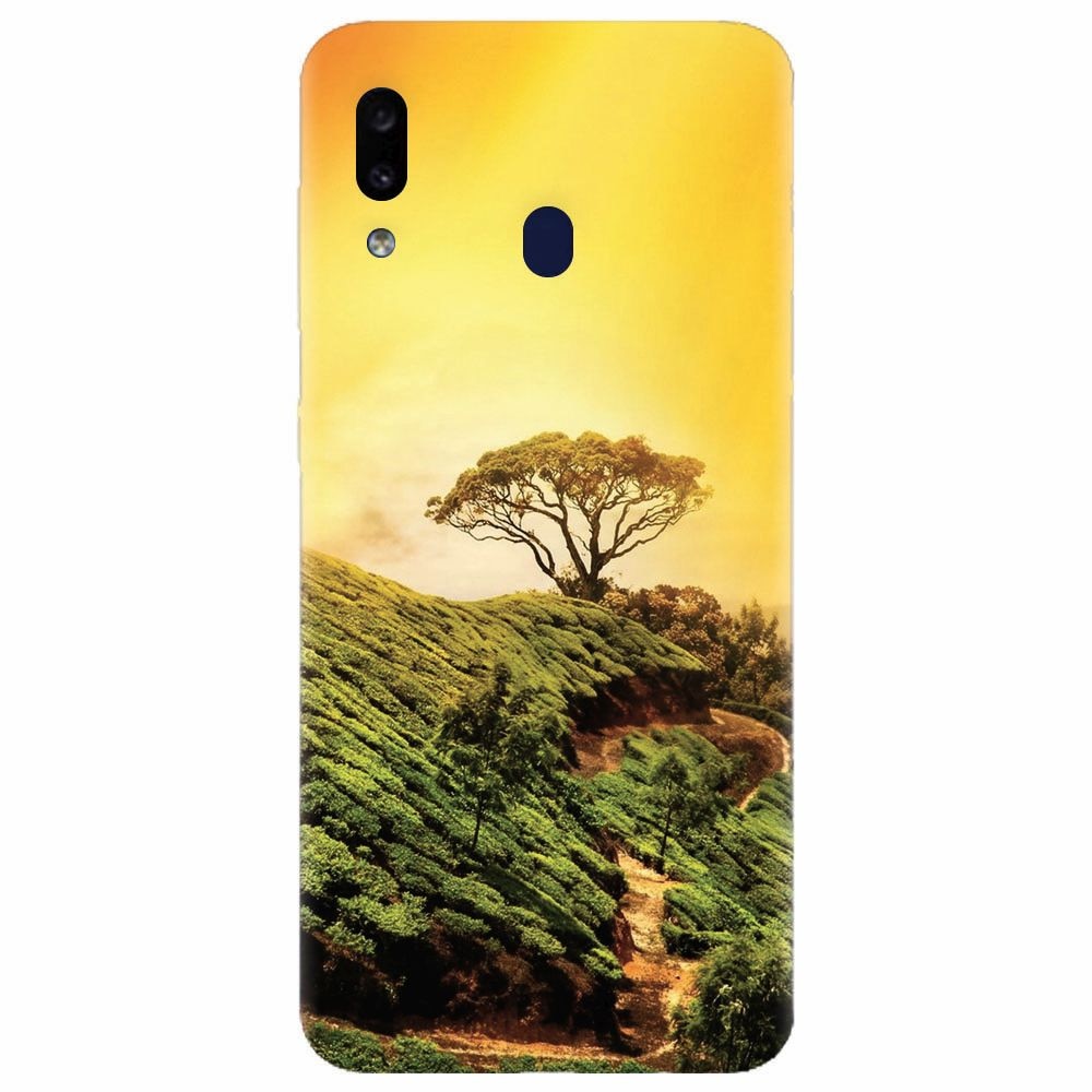 Husa silicon pentru Samsung Galaxy A20, Hill Top Tree Golden Light