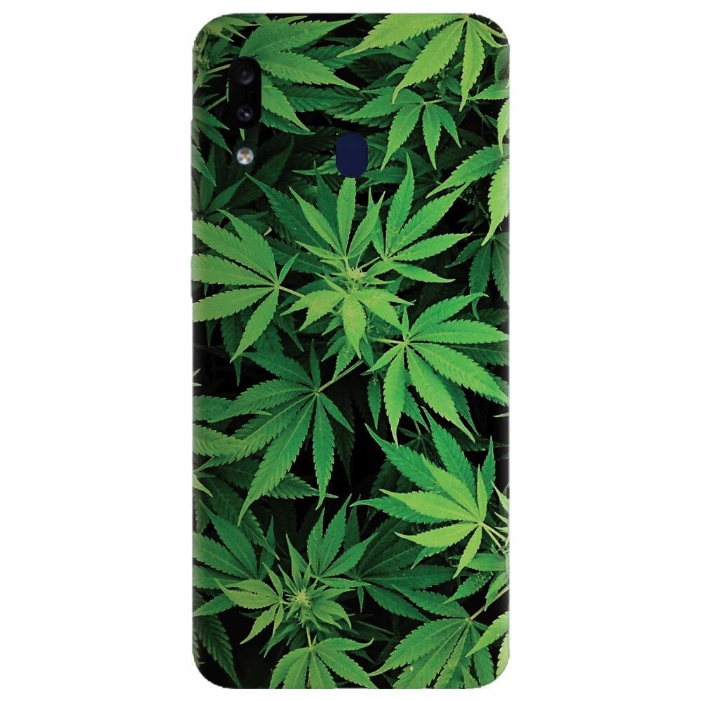 Husa silicon pentru Samsung Galaxy A20, Green Leaf Pattern