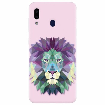 Husa silicon pentru Samsung Galaxy M20, Polygon Lion Husa silicon pentru Samsung Galaxy M20, Polygon Lion