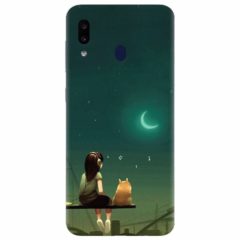 Husa silicon pentru Samsung Galaxy A40, Cat And Girl