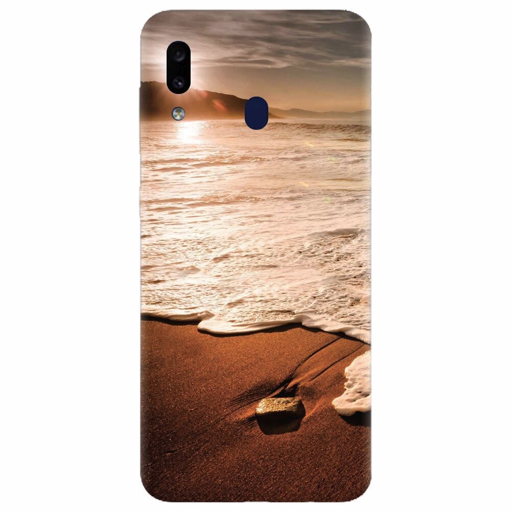 Husa silicon pentru Samsung Galaxy A20, Sunset Foamy Beach Wave