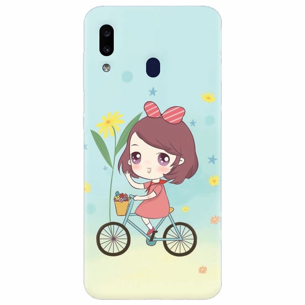 Husa silicon pentru Samsung Galaxy A30, Girl And Bike