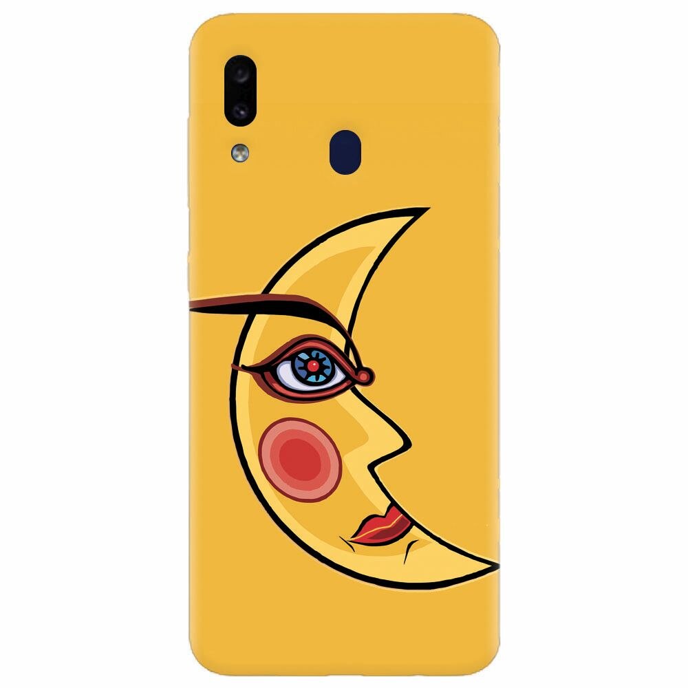 Husa silicon pentru Samsung Galaxy A20, Yellow Moon