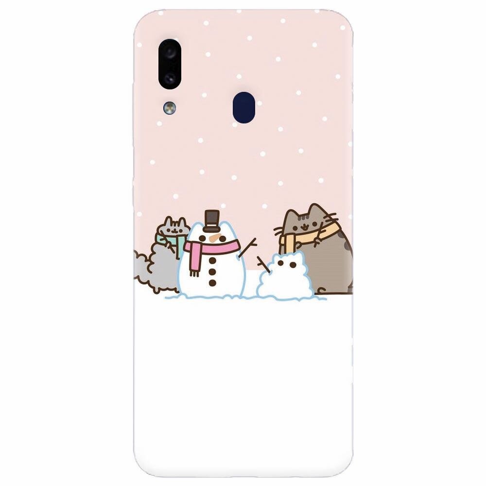 Husa silicon pentru Samsung Galaxy A20, Cat And Snowman