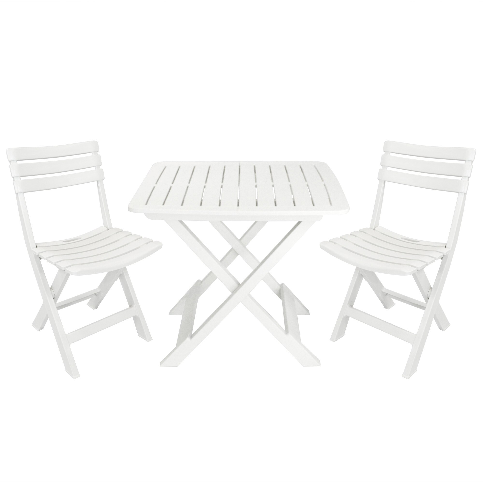 Set mobilier de gradina cu 3 piese, vidaXL, Plastic, Alb