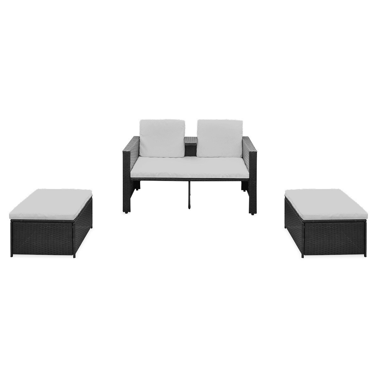 Set mobilier de gradina 8 piese, vidaXL, Poliratan, Negru
